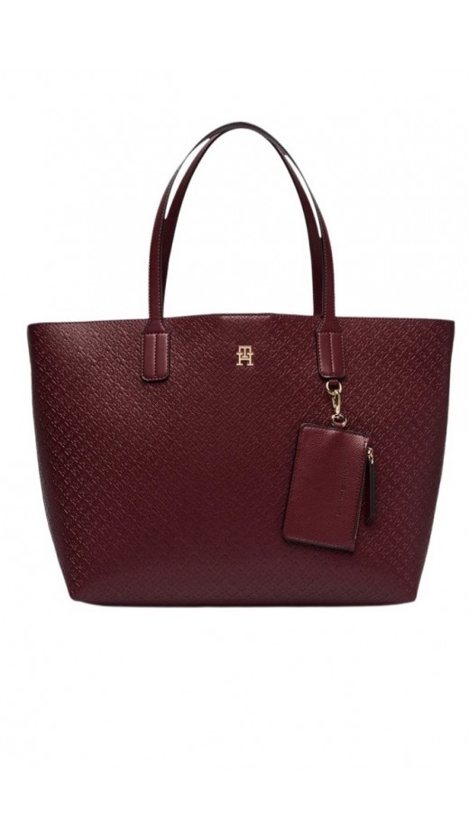 TOMMY HILFIGER ICON TOTE MONO ΤΣΑΝΤΑ ΓΥΝΑΙΚΕΙΑ BORDEAUX
