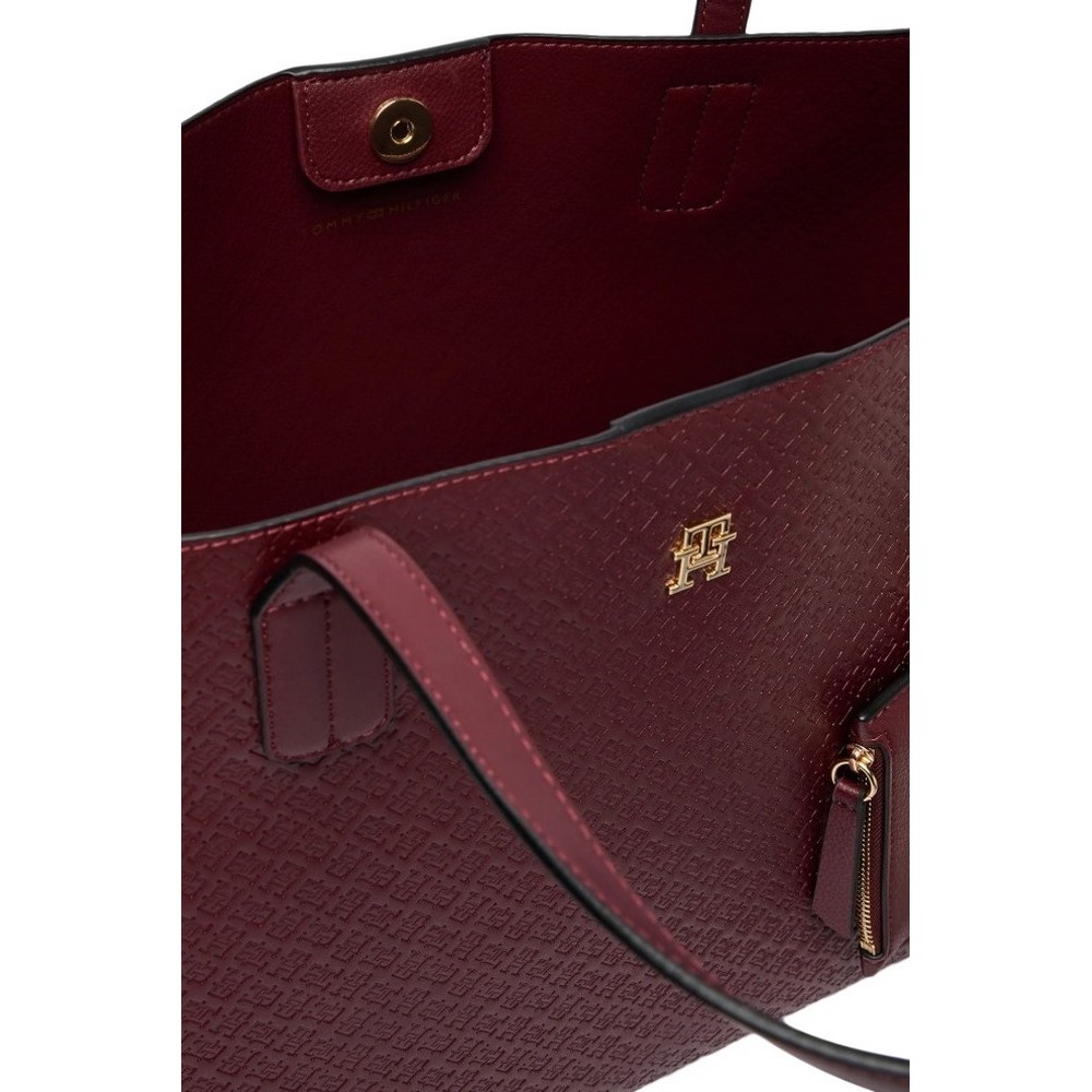 TOMMY HILFIGER ICON TOTE MONO ΤΣΑΝΤΑ ΓΥΝΑΙΚΕΙΑ BORDEAUX