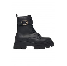 TOMMY HILFIGER LEATHER TH BUCKLED LACE-UP BOOT ΠΑΠΟΥΤΣΙ ΓΥΝΑΙΚΕΙΟ BLACK