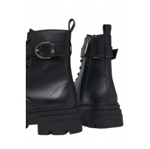 TOMMY HILFIGER LEATHER TH BUCKLED LACE-UP BOOT ΠΑΠΟΥΤΣΙ ΓΥΝΑΙΚΕΙΟ BLACK