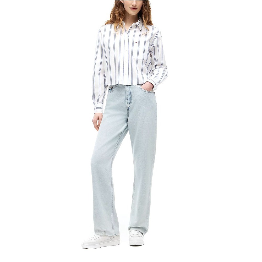 TOMMY JEANS RLX CROP SHIRT ΠΟΥΚΑΜΙΣΟ ΓΥΝΑΙΚΕΙΟ ECRU