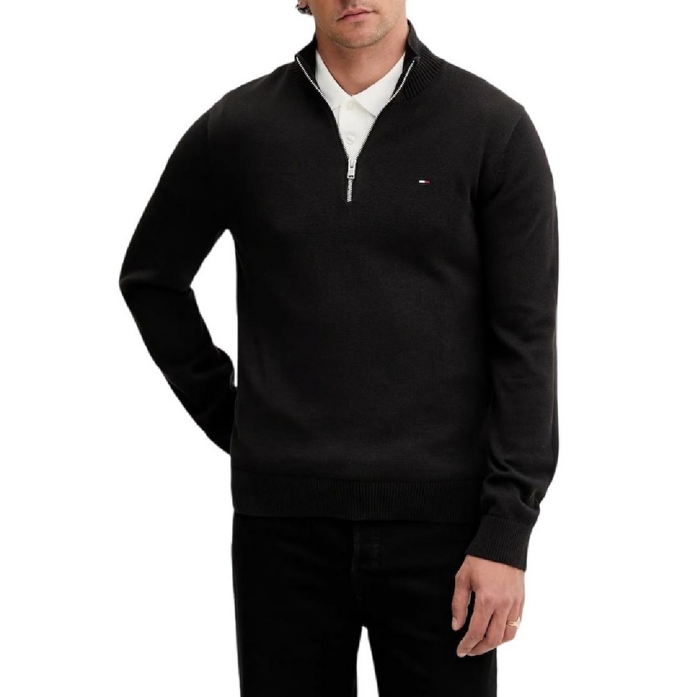 TOMMY JEANS SLM ESS LIGHT ΒΌ ZIP SWTR EXT ΠΛΕΚΤΗ ΜΠΛΟΥΖΑ ΑΝΔΡΙΚΗ BLACK