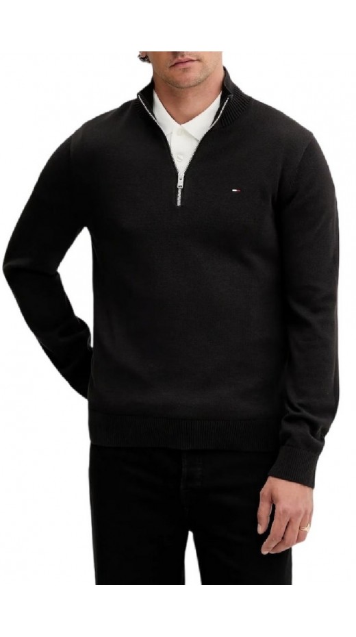 TOMMY JEANS SLM ESS LIGHT ΒΌ ZIP SWTR EXT ΜΠΛΟΥΖΑ ΠΛΕΚΤΗ ΑΝΔΡΙΚΗ BLACK