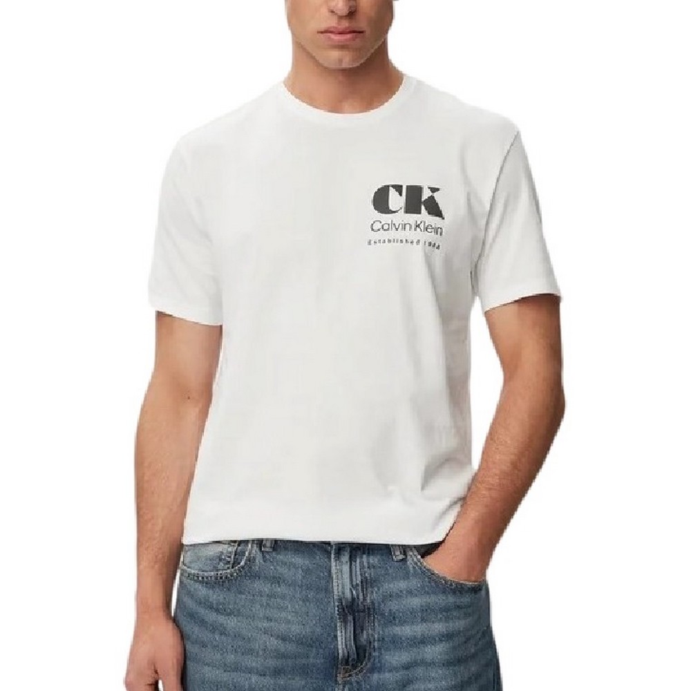 CALVIN KLEIN 30s EU RESORT GRAPHIC T-SHIRT ΜΠΛΟΥΖΑ ΑΝΔΡΙΚΗ BRIGHT WHITE