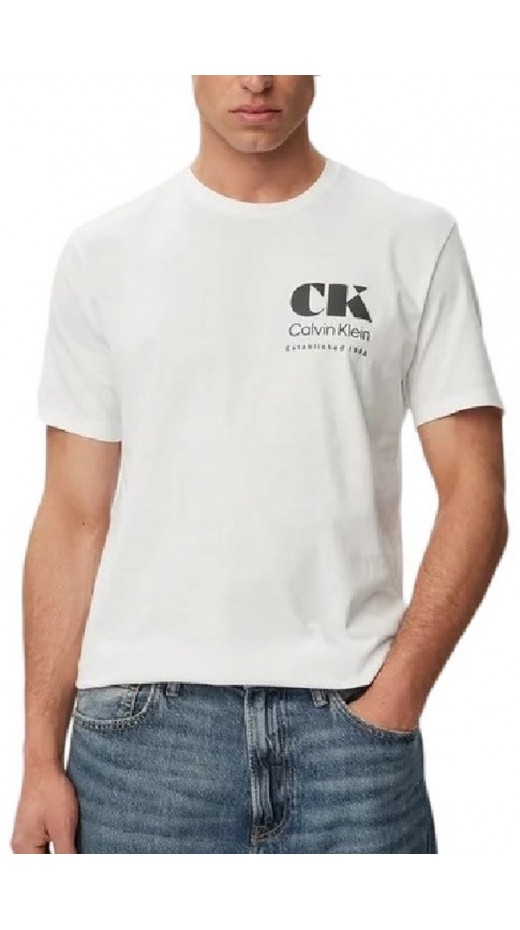 CALVIN KLEIN 30s EU RESORT GRAPHIC T-SHIRT ΜΠΛΟΥΖΑ ΑΝΔΡΙΚΗ BRIGHT WHITE