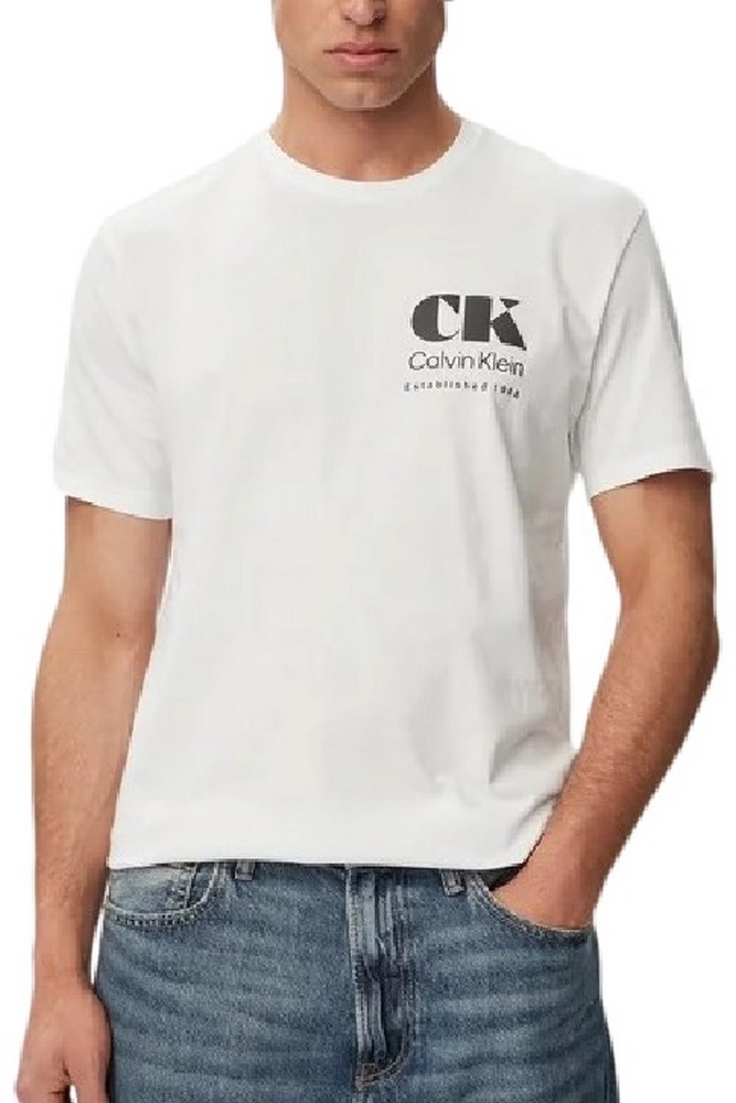 CALVIN KLEIN 30s EU RESORT GRAPHIC T-SHIRT ΜΠΛΟΥΖΑ ΑΝΔΡΙΚΗ BRIGHT WHITE