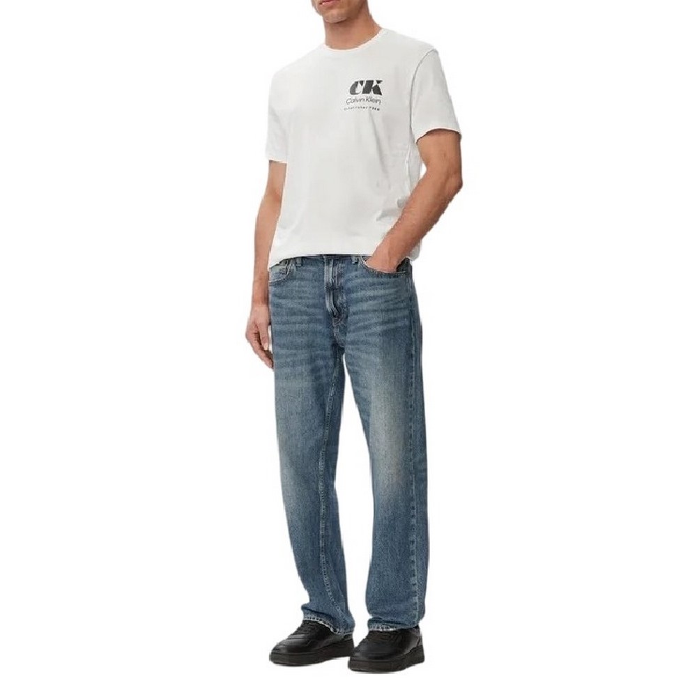 CALVIN KLEIN 30s EU RESORT GRAPHIC T-SHIRT ΜΠΛΟΥΖΑ ΑΝΔΡΙΚΗ BRIGHT WHITE