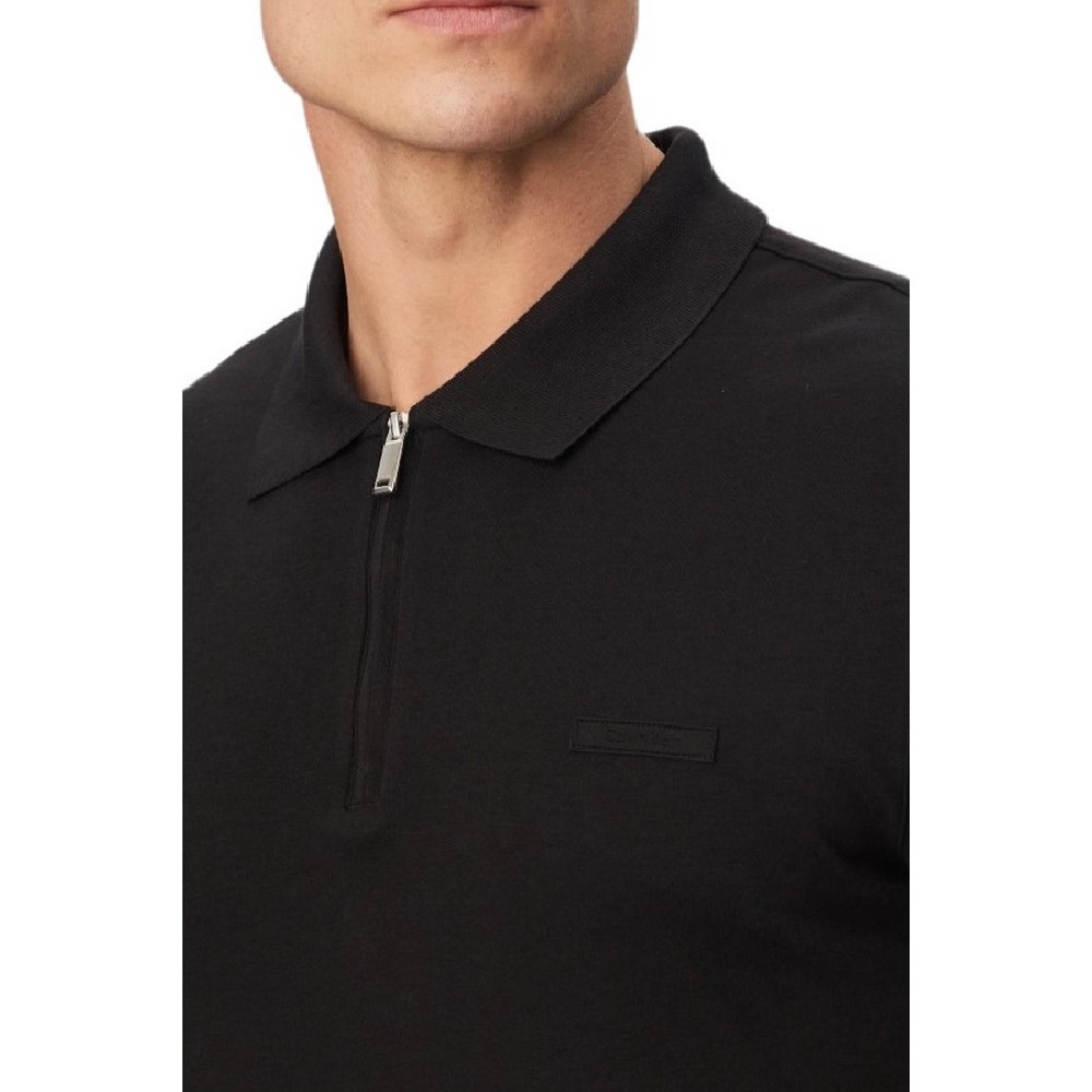 CALVIN KLEIN SUPIMA ZIP POLO T-SHIRT ΜΠΛΟΥΖΑ ΑΝΔΡΙΚΗ BLACK
