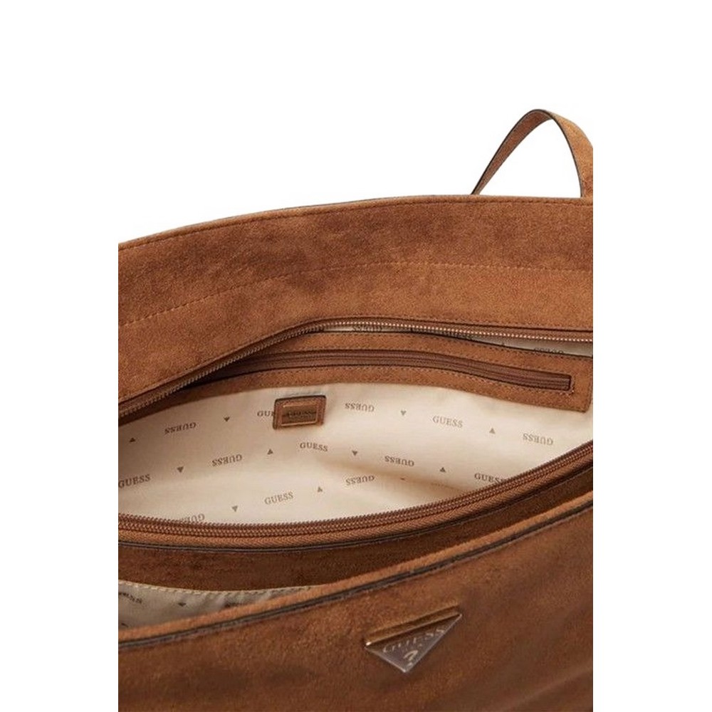 GUESS DEVON 3 COMP TOTE ΤΣΑΝΤΑ ΓΥΝΑΙΚΕΙΑ COGNAC
