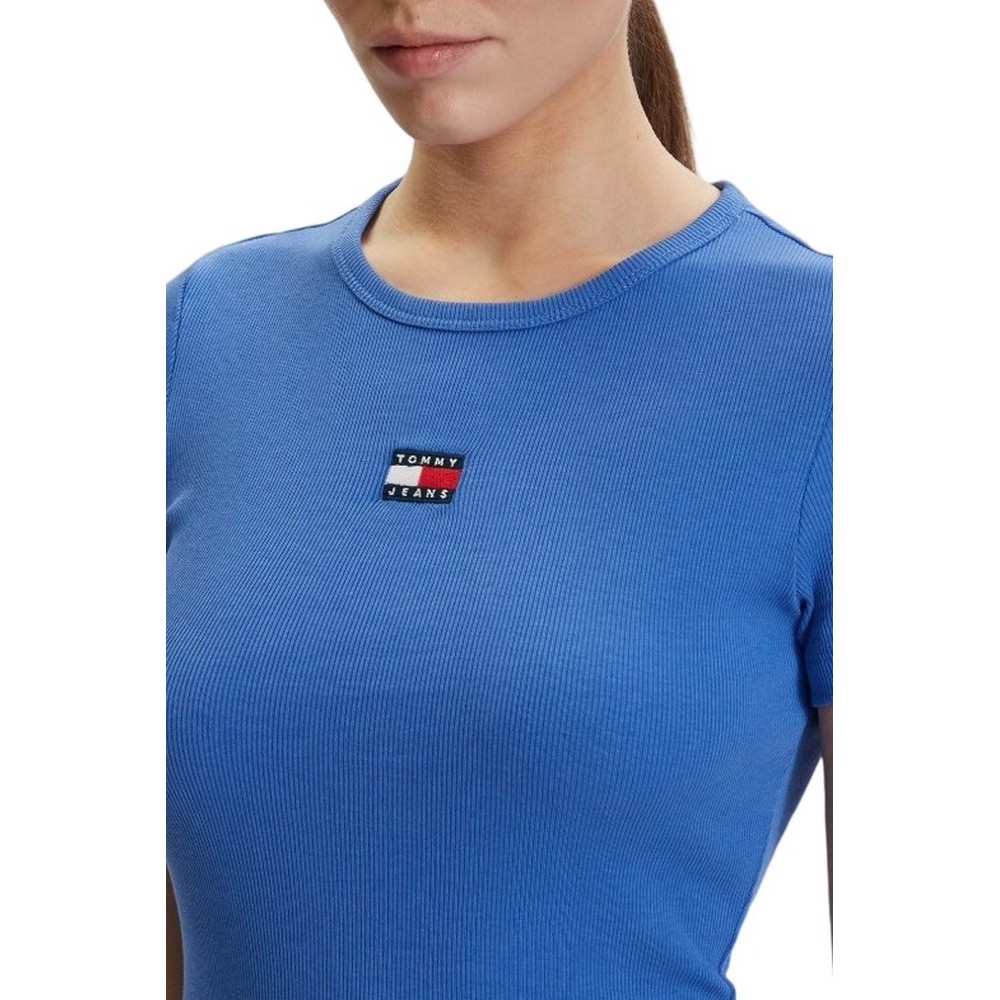 TOMMY JEANS SLIM BADGE RIB TEE T-SHIRT ΜΠΛΟΥΖΑ ΓΥΝΑΙΚΕΙΑ DARK BLUE