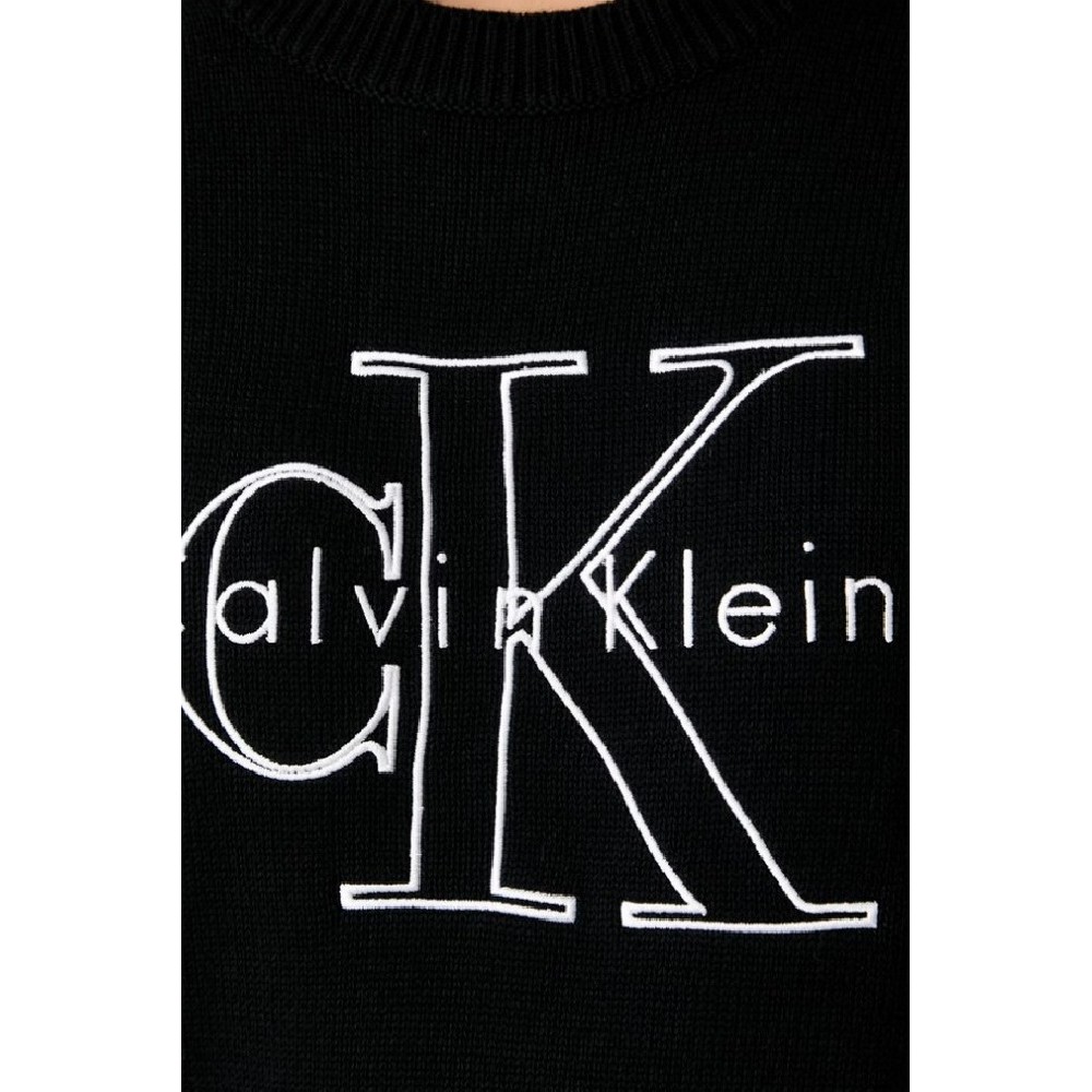 CALVIN KLEIN JEANS LOGO OUTLINE TOP ΜΠΛΟΥΖΑ ΠΛΕΚΤΗ ΓΥΝΑΙΚΕΙΑ BLACK