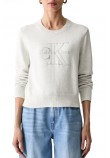 CALVIN KLEIN JEANS LOGO OUTLINE TOP ΜΠΛΟΥΖΑ ΠΛΕΚΤΗ ΓΥΝΑΙΚΕΙΑ GREY