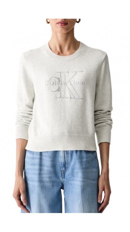 CALVIN KLEIN JEANS LOGO OUTLINE TOP ΜΠΛΟΥΖΑ ΠΛΕΚΤΗ ΓΥΝΑΙΚΕΙΑ GREY