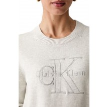 CALVIN KLEIN JEANS LOGO OUTLINE TOP ΜΠΛΟΥΖΑ ΠΛΕΚΤΗ ΓΥΝΑΙΚΕΙΑ GREY