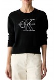 CALVIN KLEIN JEANS LOGO OUTLINE TOP ΜΠΛΟΥΖΑ ΠΛΕΚΤΗ ΓΥΝΑΙΚΕΙΑ BLACK