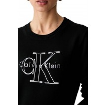 CALVIN KLEIN JEANS LOGO OUTLINE TOP ΜΠΛΟΥΖΑ ΠΛΕΚΤΗ ΓΥΝΑΙΚΕΙΑ BLACK