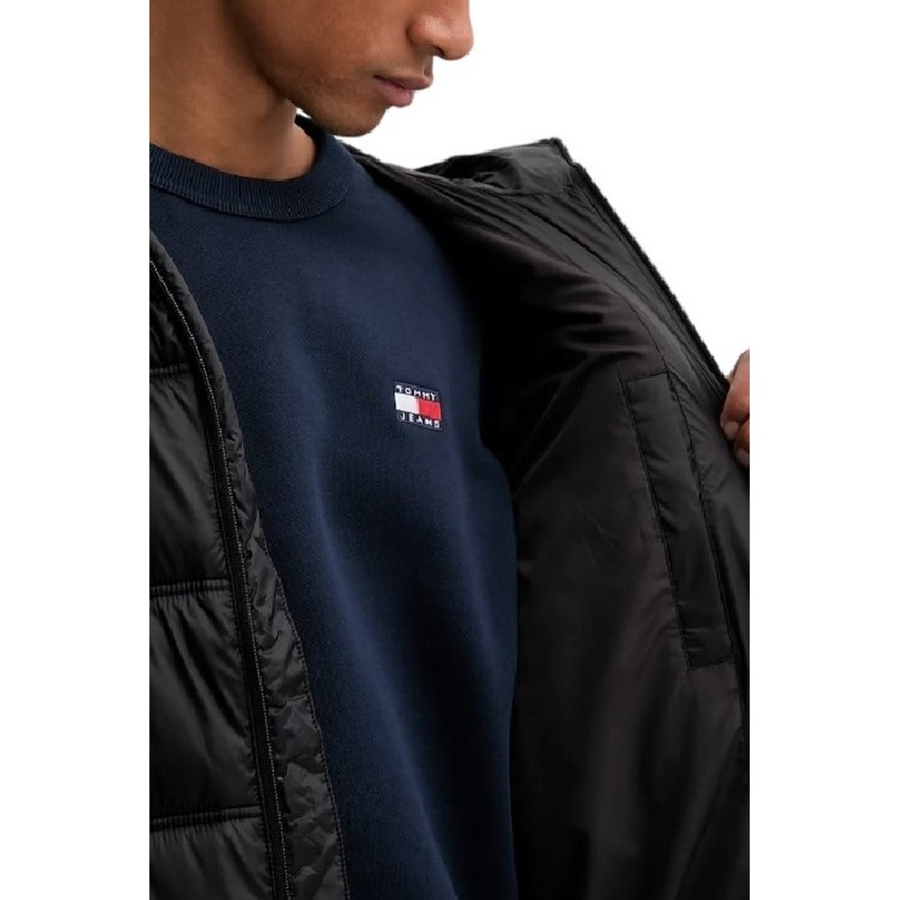 TOMMY JEANS HOODED LOGO PUFFER EXT ΜΠΟΥΦΑΝ ΑΝΔΡΙΚΟ BLACK
