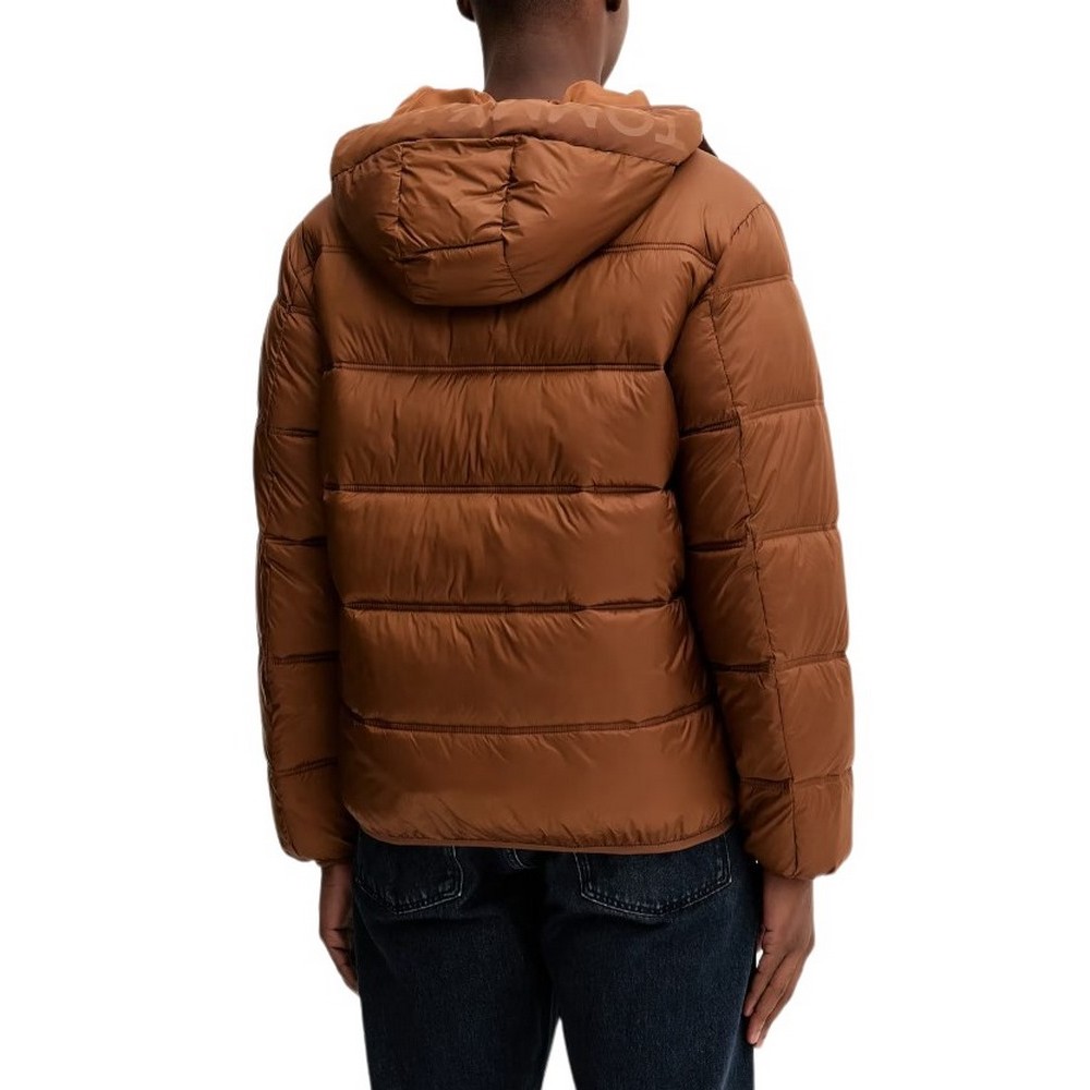 TOMMY JEANS HOODED LOGO PUFFER EXT ΜΠΟΥΦΑΝ ΑΝΔΡΙΚΟ BROWN