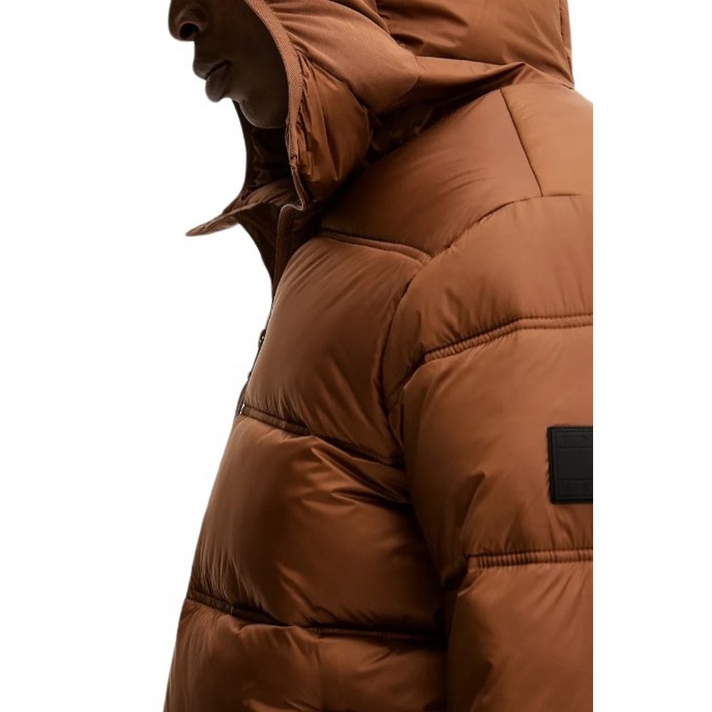 TOMMY JEANS HOODED LOGO PUFFER EXT ΜΠΟΥΦΑΝ ΑΝΔΡΙΚΟ BROWN