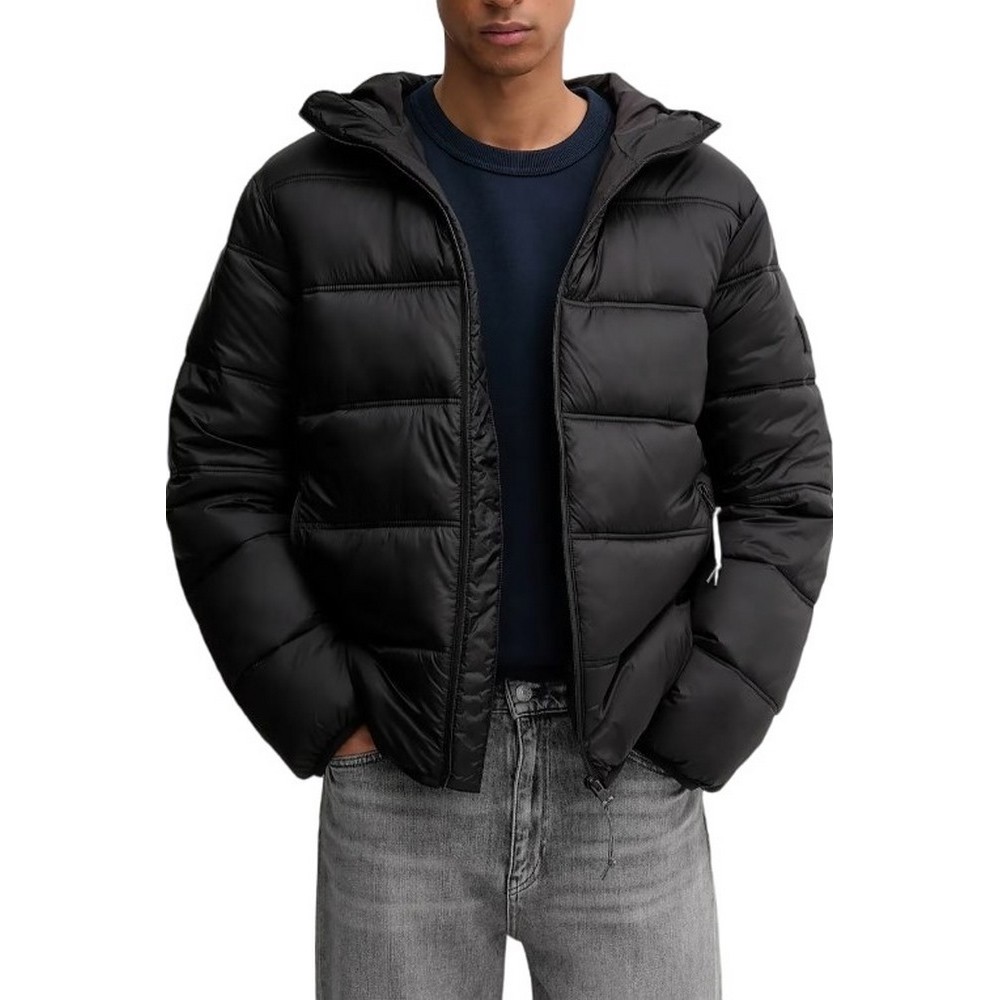 TOMMY JEANS HOODED LOGO PUFFER EXT ΜΠΟΥΦΑΝ ΑΝΔΡΙΚΟ BLACK