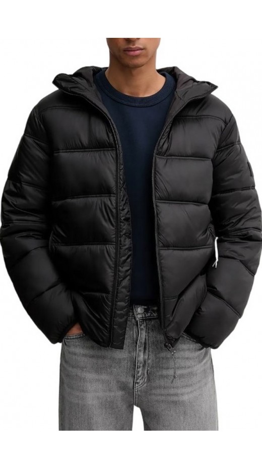 TOMMY JEANS HOODED LOGO PUFFER EXT ΜΠΟΥΦΑΝ ΑΝΔΡΙΚΟ BLACK