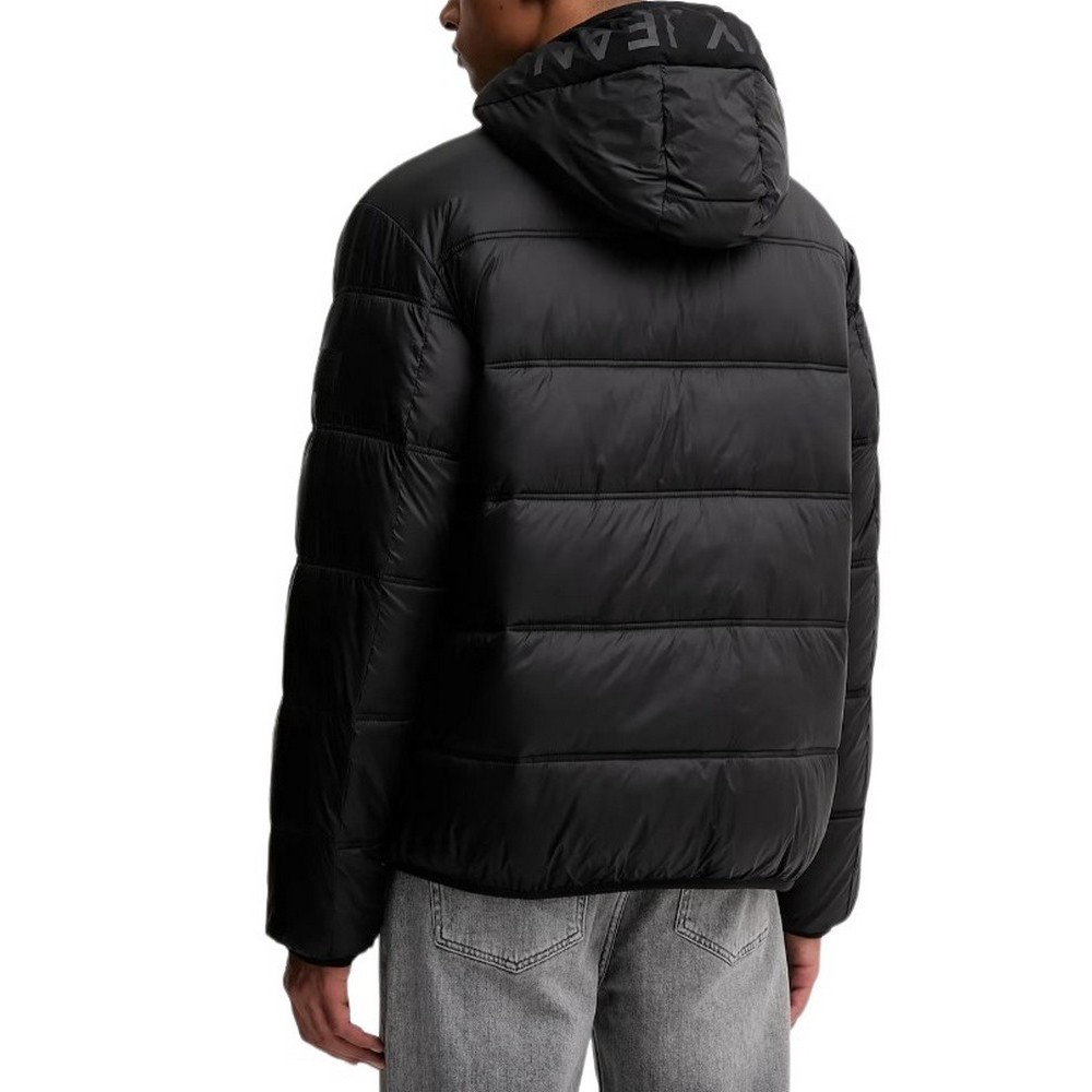 TOMMY JEANS HOODED LOGO PUFFER EXT ΜΠΟΥΦΑΝ ΑΝΔΡΙΚΟ BLACK