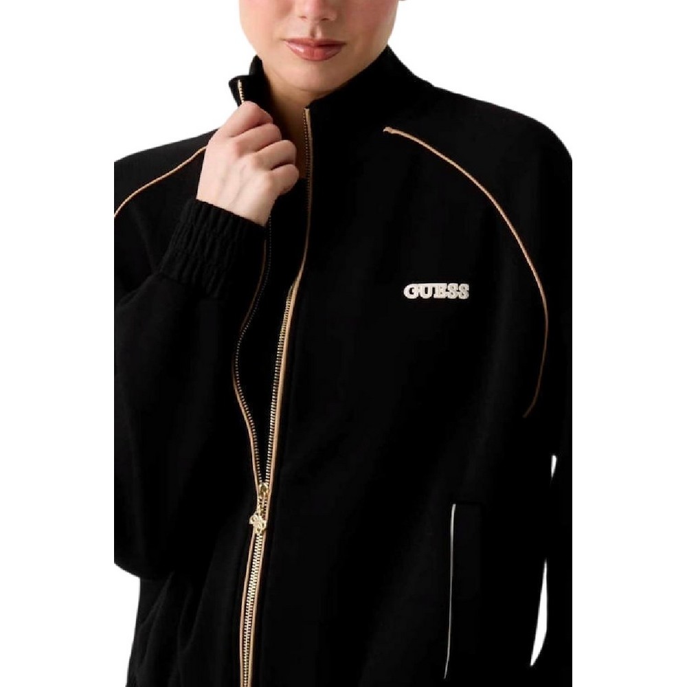 GUESS GEORGIA HIGH NECK FULL ZIP ΖΑΚΕΤΑ ΦΟΥΤΕΡ ΓΥΝΑΙΚΕΙΑ BLACK