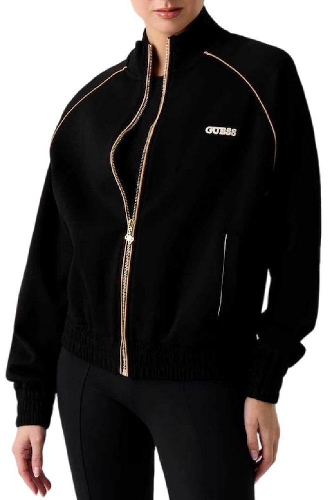 GUESS GEORGIA HIGH NECK FULL ZIP ΖΑΚΕΤΑ ΦΟΥΤΕΡ ΓΥΝΑΙΚΕΙΑ BLACK