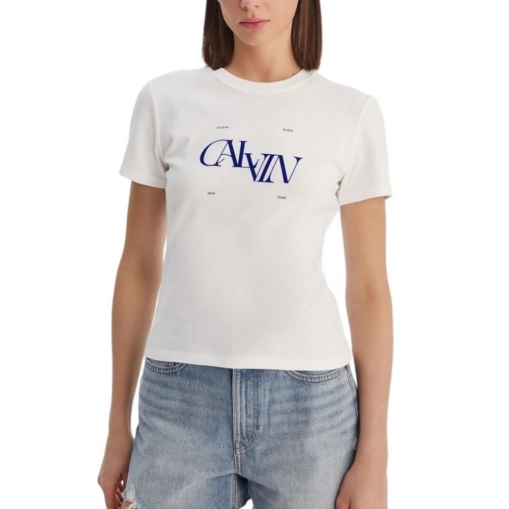CALVIN KLEIN JEANS SEASONAL GRAPHIC SLIM T-SHIRT ΜΠΛΟΥΖΑ ΓΥΝΑΙΚΕΙΑ BRIGHT WHITE