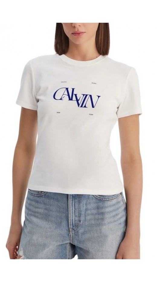 CALVIN KLEIN JEANS SEASONAL GRAPHIC SLIM T-SHIRT ΜΠΛΟΥΖΑ ΓΥΝΑΙΚΕΙΑ BRIGHT WHITE