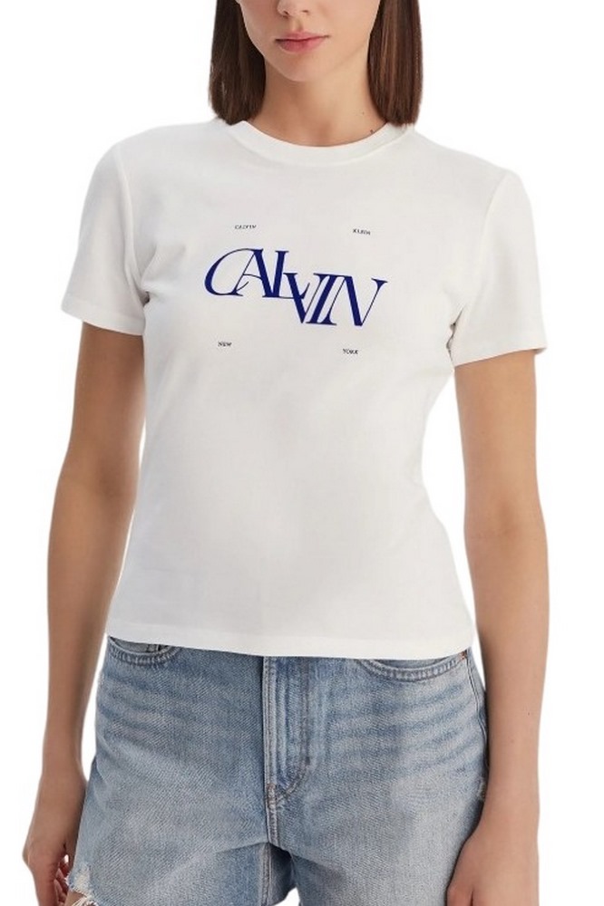 CALVIN KLEIN JEANS SEASONAL GRAPHIC SLIM T-SHIRT ΜΠΛΟΥΖΑ ΓΥΝΑΙΚΕΙΑ BRIGHT WHITE