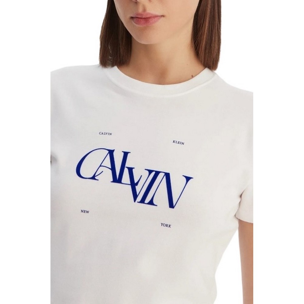 CALVIN KLEIN JEANS SEASONAL GRAPHIC SLIM T-SHIRT ΜΠΛΟΥΖΑ ΓΥΝΑΙΚΕΙΑ BRIGHT WHITE