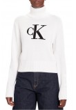 CALVIN KLEIN JEANS CHENILLE MONOLOGO SWEATER ΜΠΛΟΥΖΑ ΠΛΕΚΤΗ ΓΥΝΑΙΚΕΙΑ BRILLIANT WHITE