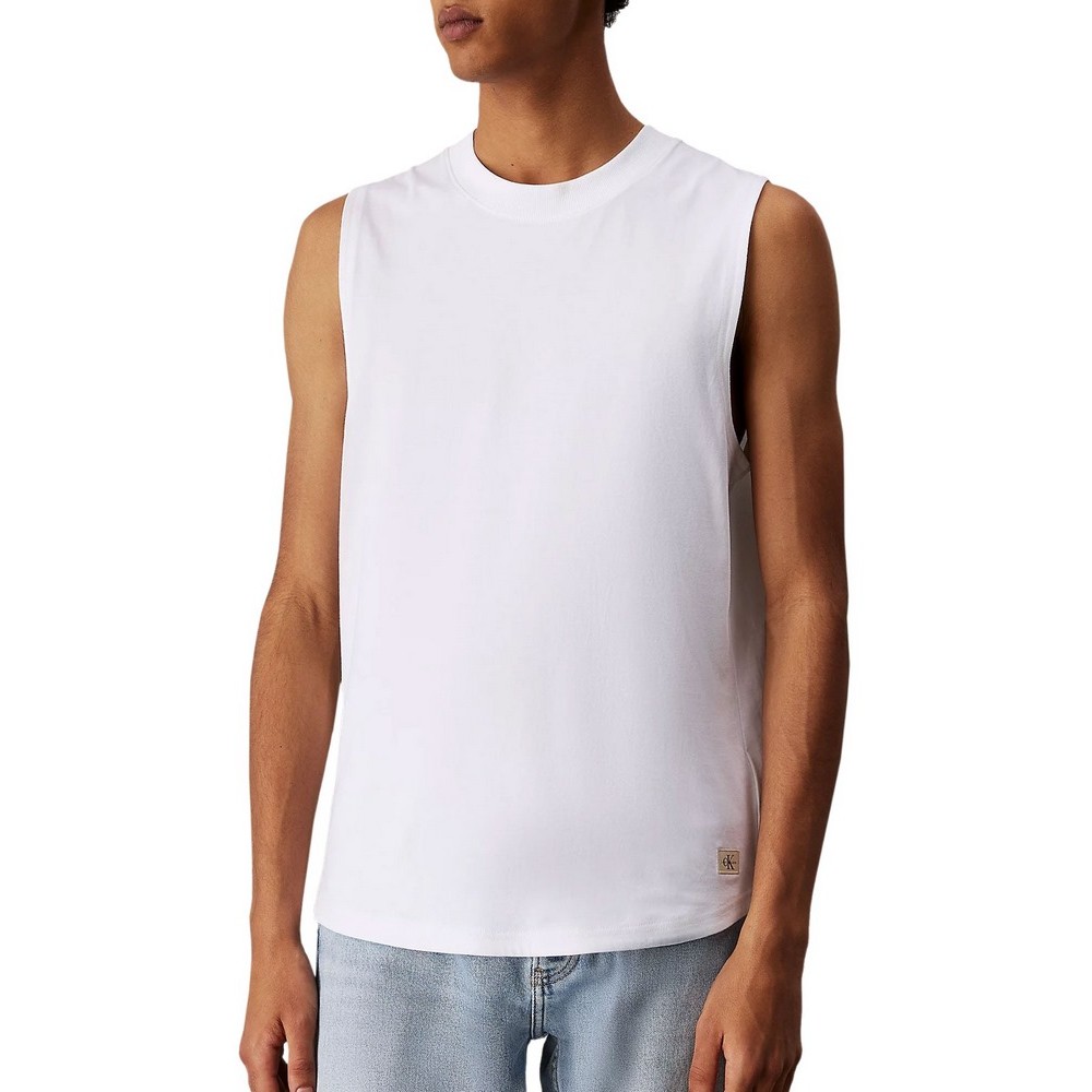 CALVIN KLEIN JEANS WOVEN LABEL TANK ΜΠΛΟΥΖΑ ΑΝΔΡΙΚΗ BRIGHT WHITE