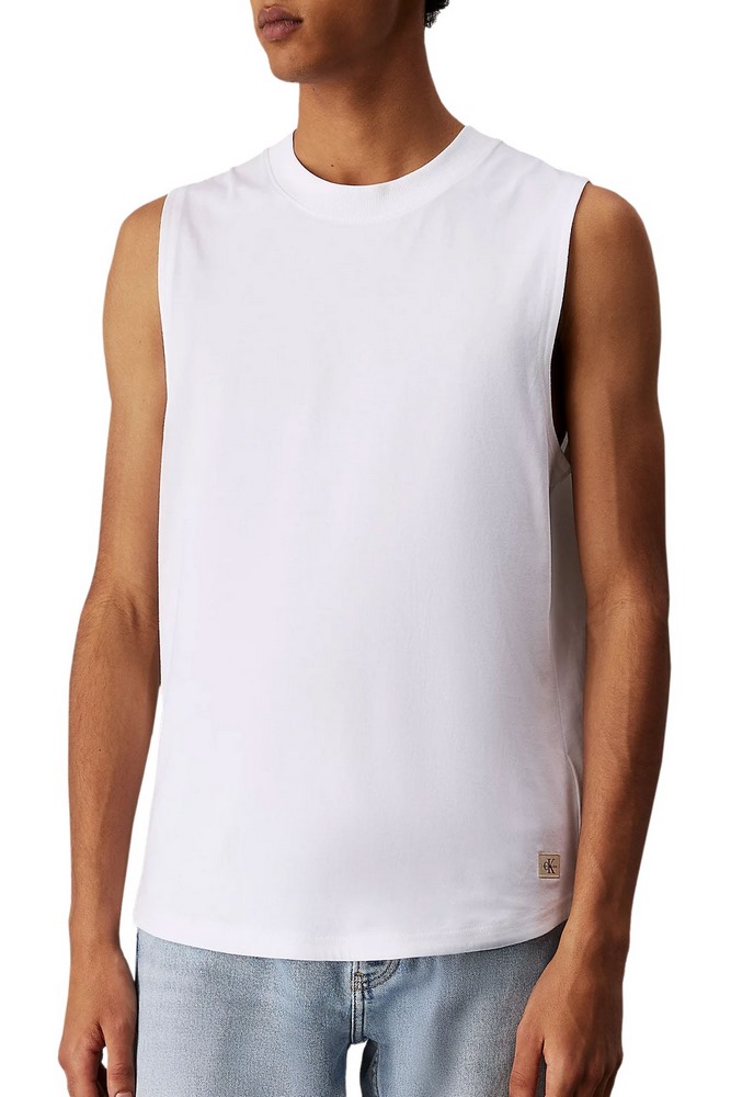 CALVIN KLEIN JEANS WOVEN LABEL TANK ΜΠΛΟΥΖΑ ΑΝΔΡΙΚΗ BRIGHT WHITE
