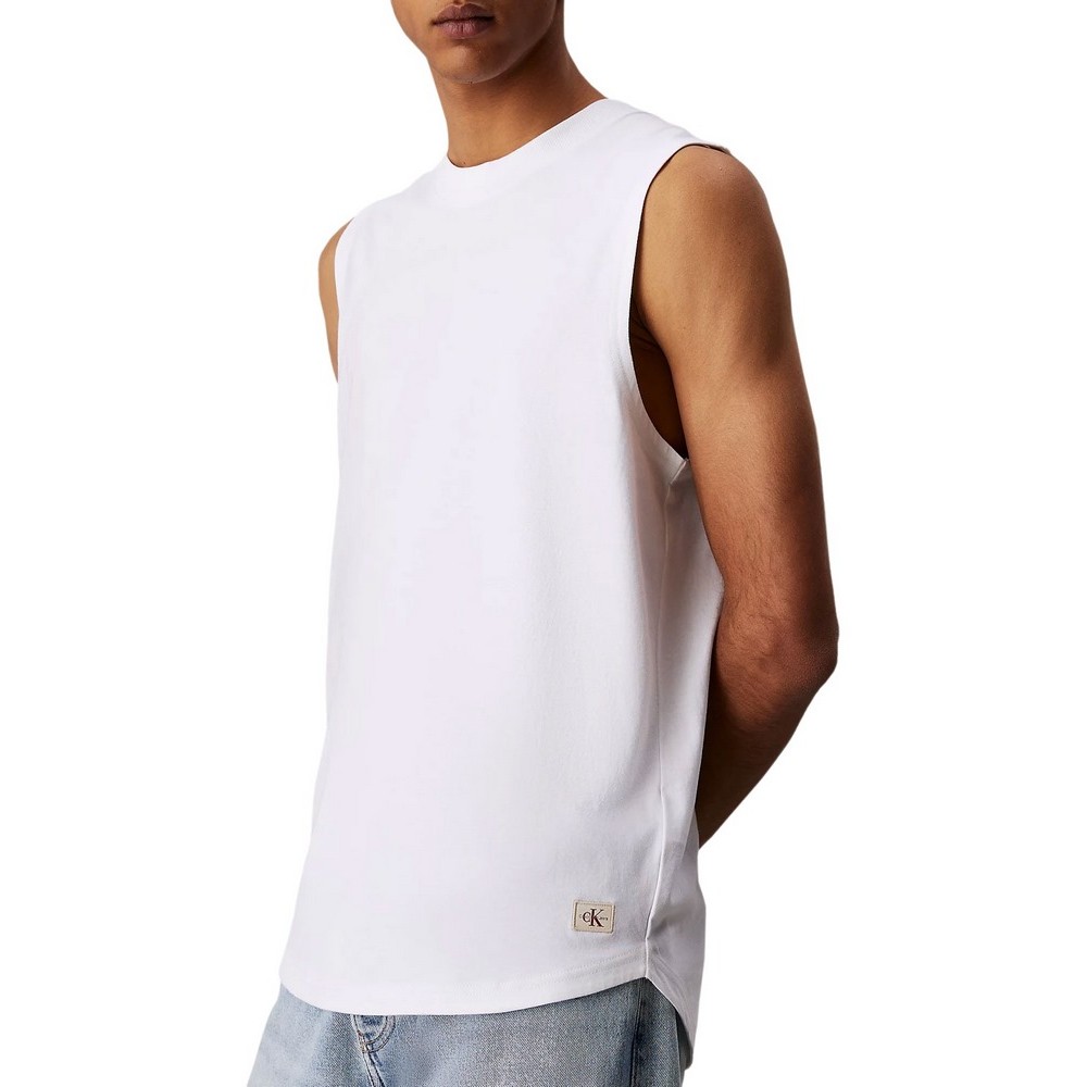 CALVIN KLEIN JEANS WOVEN LABEL TANK ΜΠΛΟΥΖΑ ΑΝΔΡΙΚΗ BRIGHT WHITE
