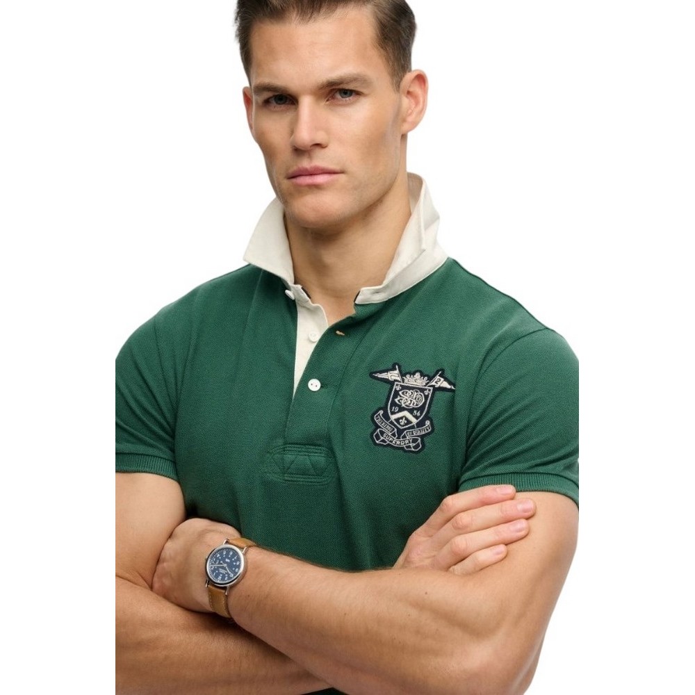 SUPERDRY D1 OVIN VINTAGE PIQUE RUGBY POLO T-SHIRT ΜΠΛΟΥΖΑ ΑΝΔΡΙΚΗ GREEN