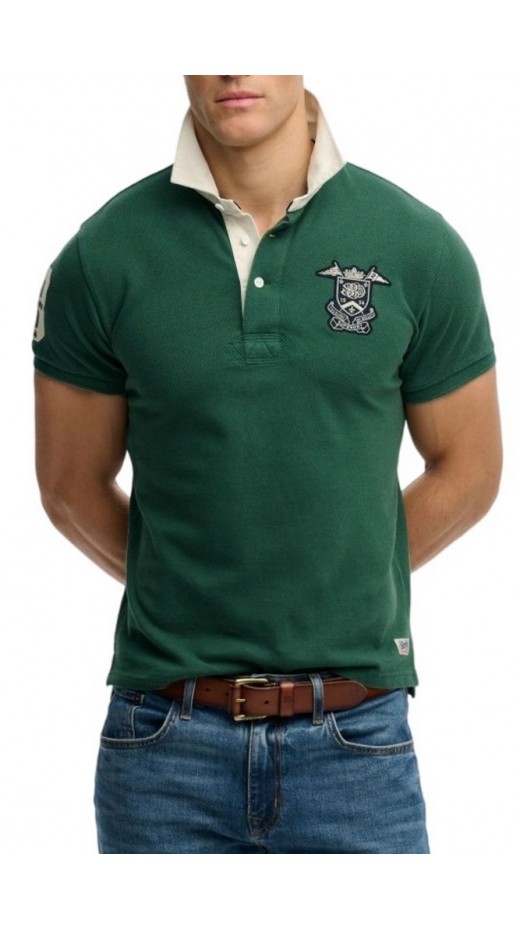 SUPERDRY D1 OVIN VINTAGE PIQUE RUGBY POLO T-SHIRT ΜΠΛΟΥΖΑ ΑΝΔΡΙΚΗ GREEN