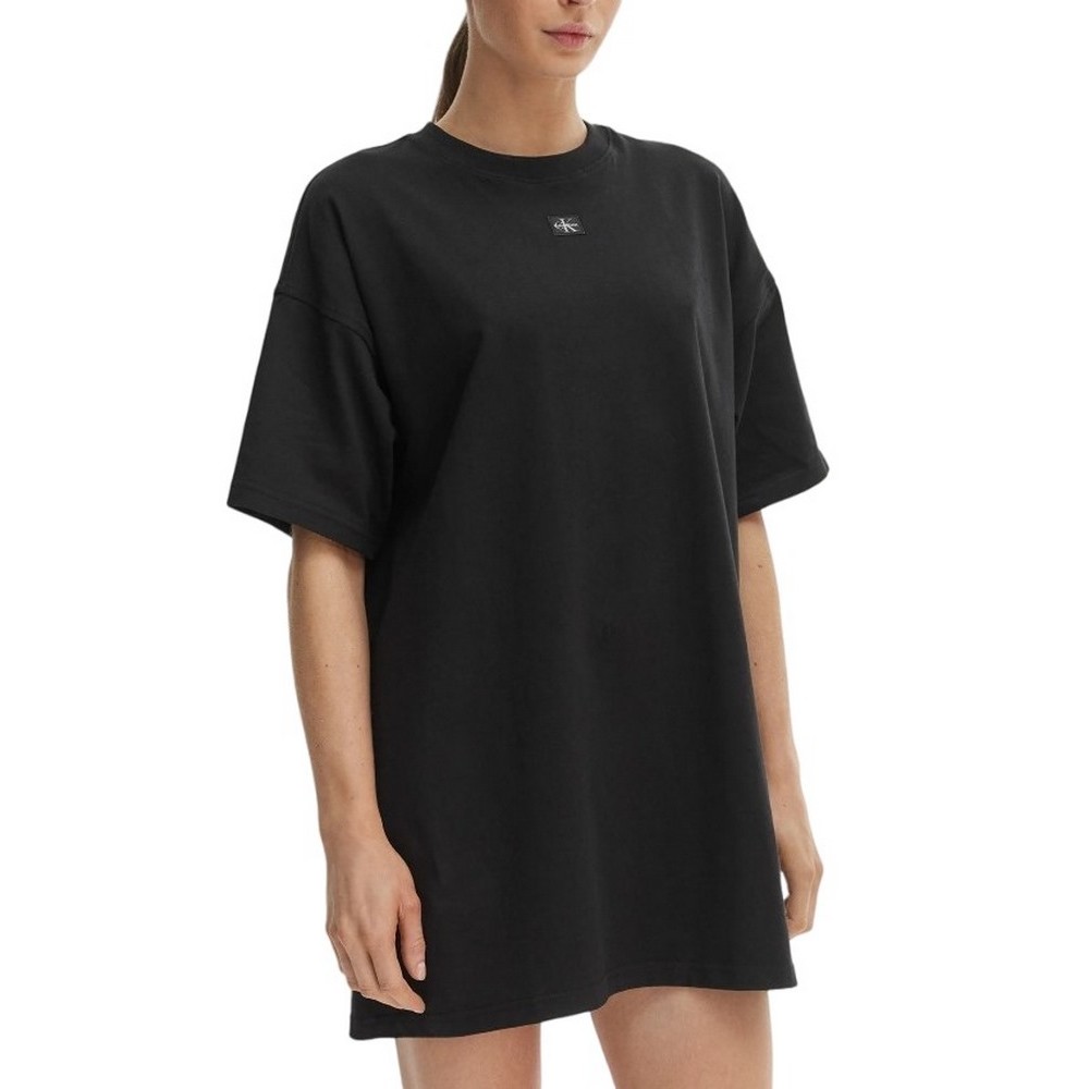 CALVIN KLEIN JEANS WOVEN LABEL OVERSIZED TEE DRESS ΦΟΡΕΜΑ ΓΥΝΑΙΚΕΙΟ BLACK