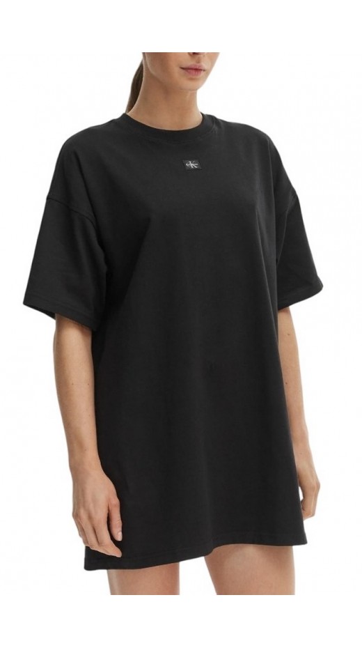 CALVIN KLEIN JEANS WOVEN LABEL OVERSIZED TEE DRESS ΦΟΡΕΜΑ ΓΥΝΑΙΚΕΙΟ BLACK