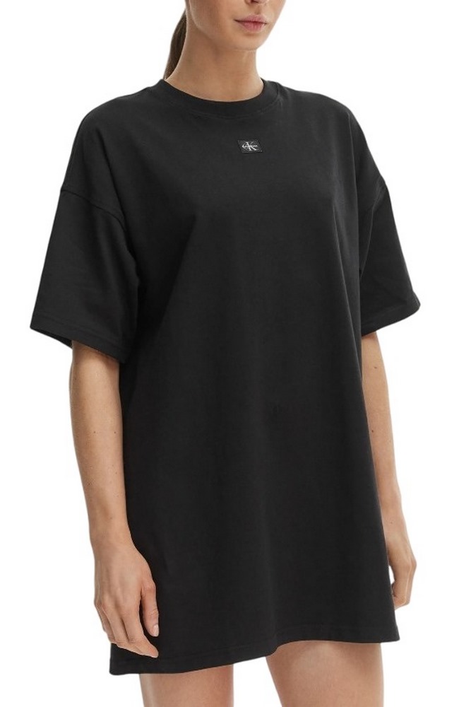 CALVIN KLEIN JEANS WOVEN LABEL OVERSIZED TEE DRESS ΦΟΡΕΜΑ ΓΥΝΑΙΚΕΙΟ BLACK