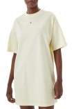CALVIN KLEIN JEANS WOVEN LABEL OVERSIZED TEE DRESS ΦΟΡΕΜΑ ΓΥΝΑΙΚΕΙΟ YELLOW