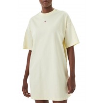 CALVIN KLEIN JEANS WOVEN LABEL OVERSIZED TEE DRESS ΦΟΡΕΜΑ ΓΥΝΑΙΚΕΙΟ YELLOW