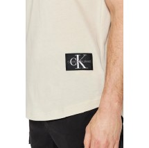 CALVIN KLEIN JEANS BADGE TURN UP SLEEVE  T-SHIRT ΑΝΤΡΙΚΟ ECRU