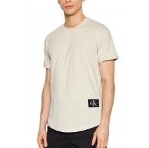 CALVIN KLEIN JEANS BADGE TURN UP SLEEVE  T-SHIRT ΑΝΤΡΙΚΟ ECRU