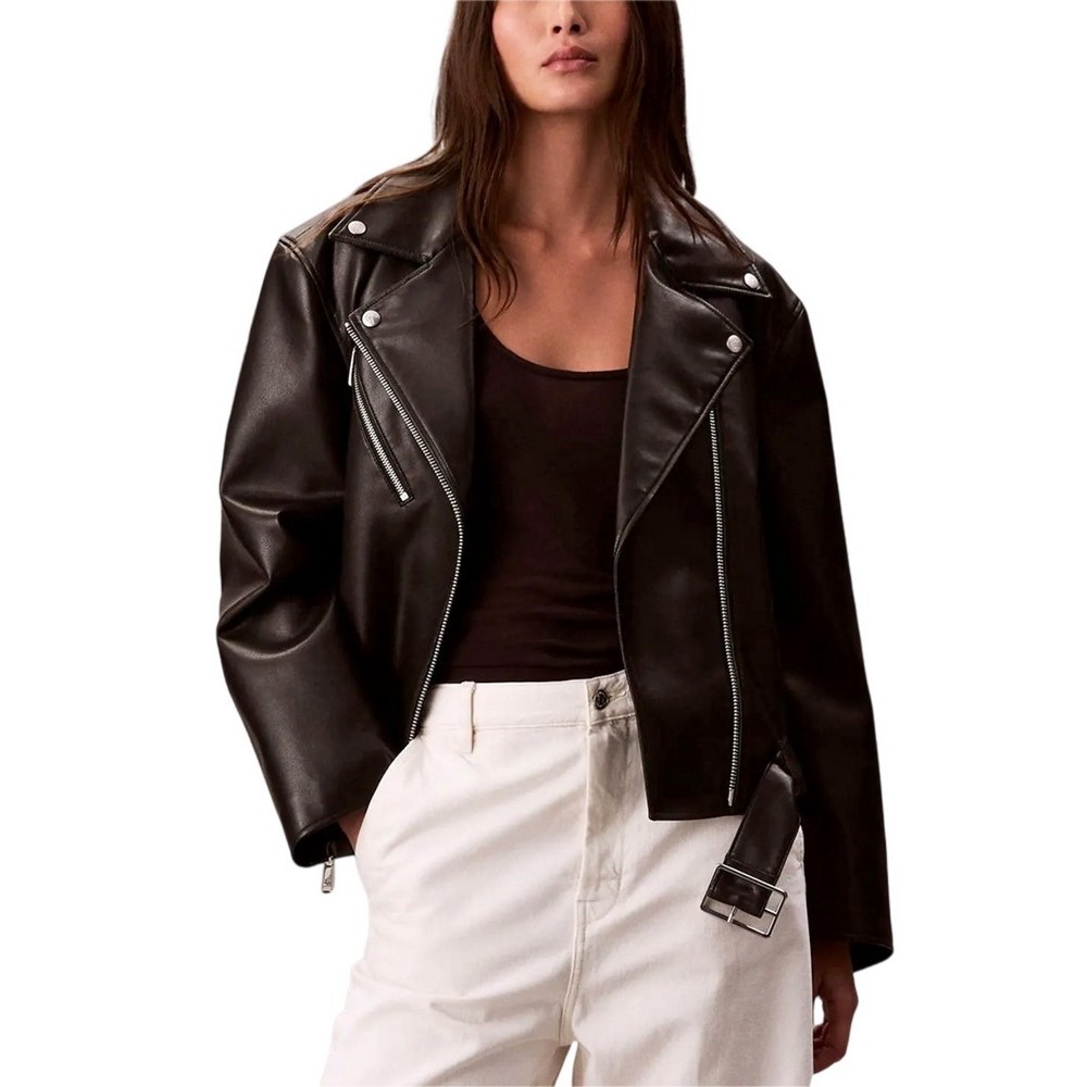 CALVIN KLEIN FAUX LEATHER MOTO JACKET W/BEL ΜΠΟΥΦΑΝ ΓΥΝΑΙΚΕΙΟ BLACK