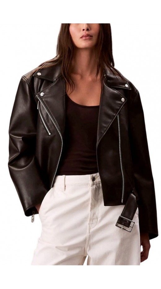 CALVIN KLEIN FAUX LEATHER MOTO JACKET W/BEL ΜΠΟΥΦΑΝ ΓΥΝΑΙΚΕΙΟ BLACK