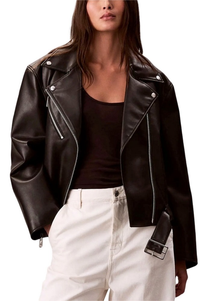 CALVIN KLEIN FAUX LEATHER MOTO JACKET W/BEL ΜΠΟΥΦΑΝ ΓΥΝΑΙΚΕΙΟ BLACK
