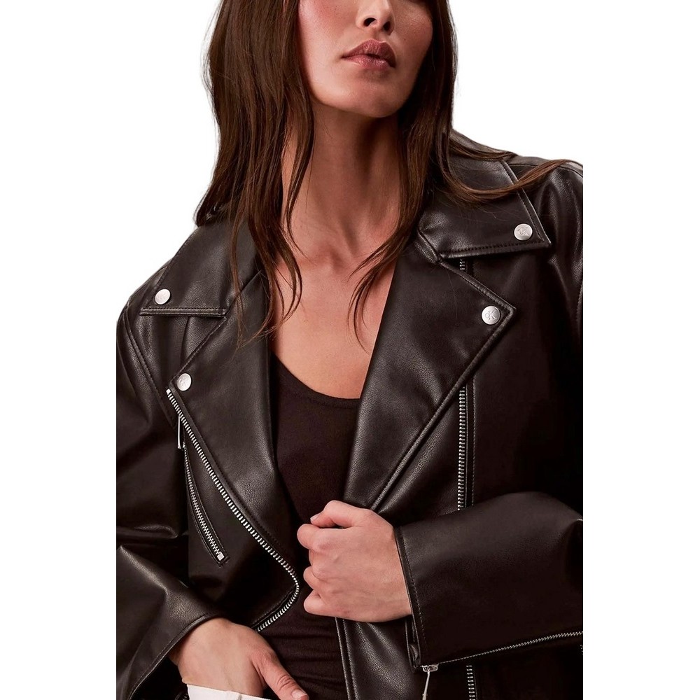 CALVIN KLEIN FAUX LEATHER MOTO JACKET W/BEL ΜΠΟΥΦΑΝ ΓΥΝΑΙΚΕΙΟ BLACK