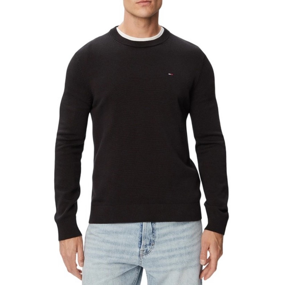 TOMMY JEANS SLIM ESS LIGHT SWEATER EXT ΠΛΕΚΤΗ ΜΠΛΟΥΖΑ ΑΝΔΡΙΚΗ BLACK